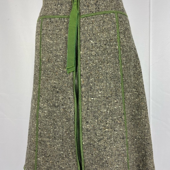Moschino Green Gray Midi A-Line Skirt Tie Front